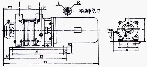 2SK-0.4、2SK-0.8两级不环真空泵外形及安装尺寸